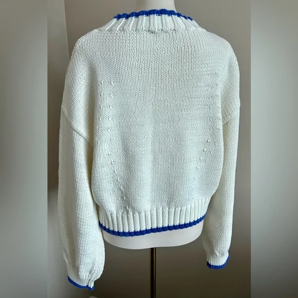 NWT Maeve by Anthropologie Blue & Cream Sweater - Picture 9 of 10